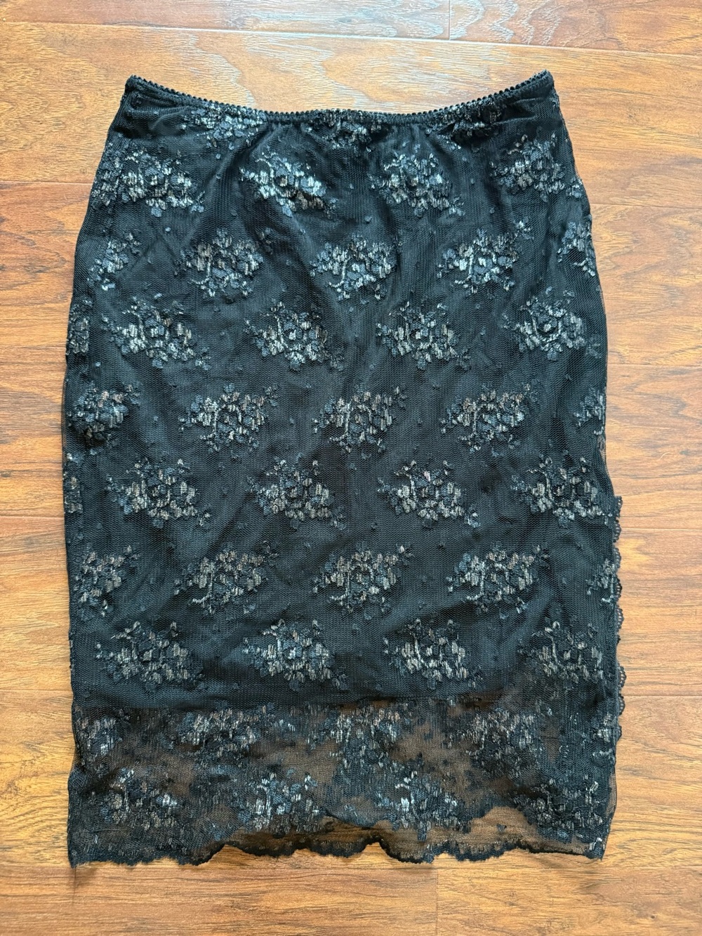 Vintage Etincelle Couture black lace skirt